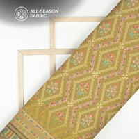 Olive Green Floral Digital Print Cotton Cambric Fabric