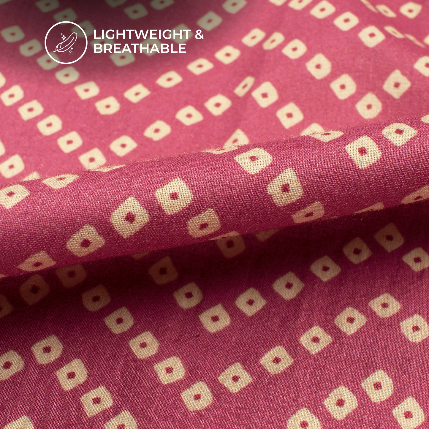 Blush Pink Bandhani Digital Print Cotton Cambric Fabric