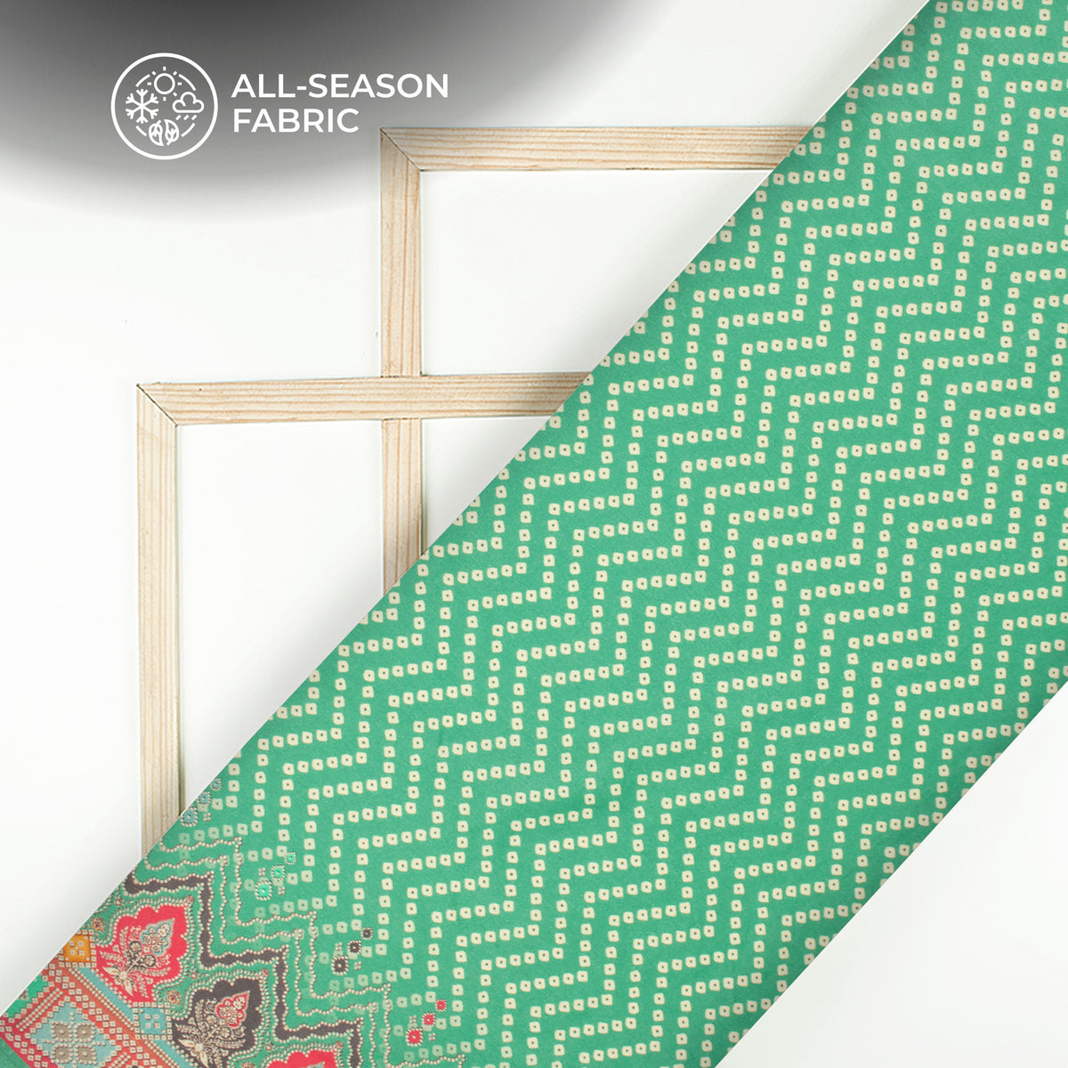 Emerald Green Bandhanii Digital Print Cotton Cambric Fabric