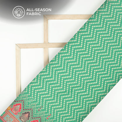 Emerald Green Bandhanii Digital Print Cotton Cambric Fabric
