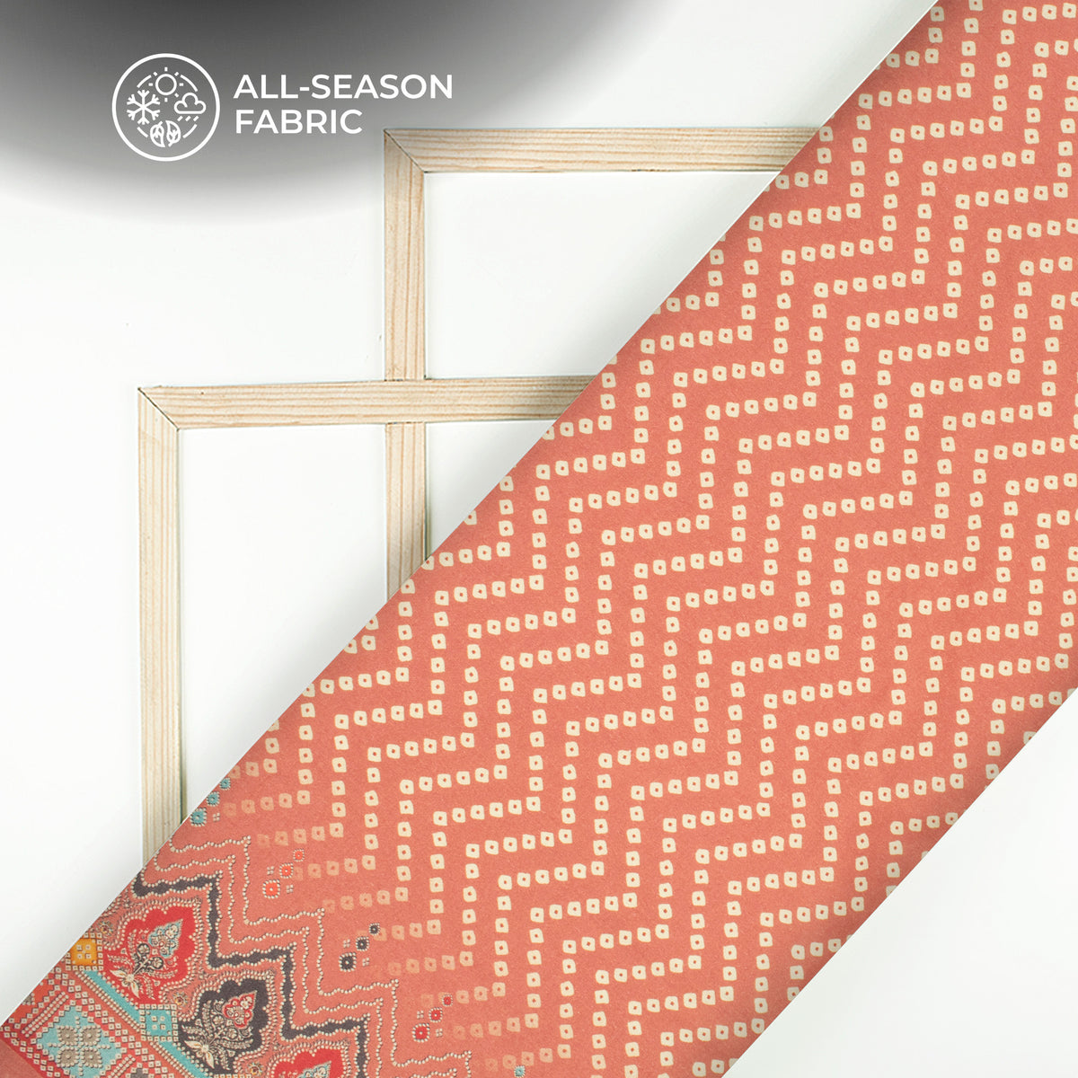 Blush Red Bandhanii Digital Print Cotton Cambric Fabric