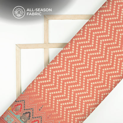 Blush Red Bandhanii Digital Print Cotton Cambric Fabric