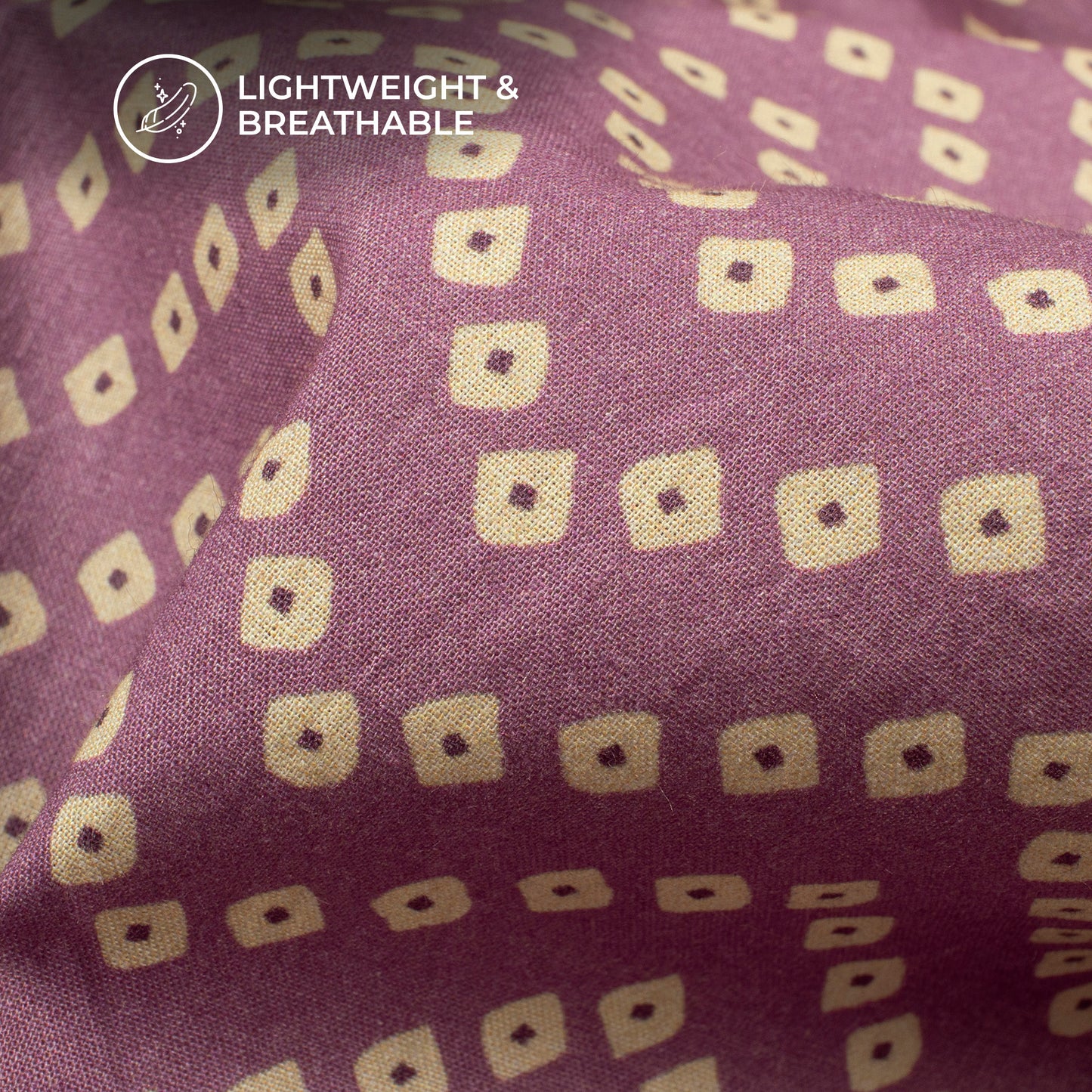 Periwinkle Purple Bandhani Digital Print Cotton Cambric Fabric
