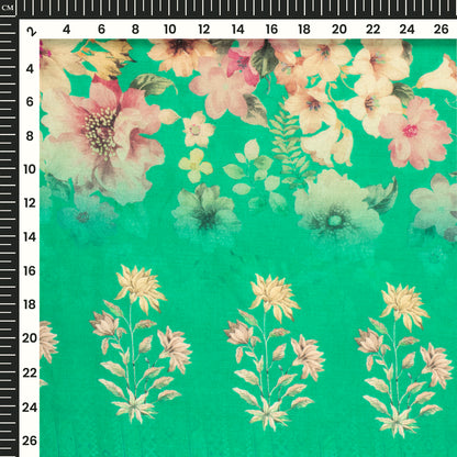 Digital Print Cotton Mulmul Blossom Fabric with Bandhani Magic Border