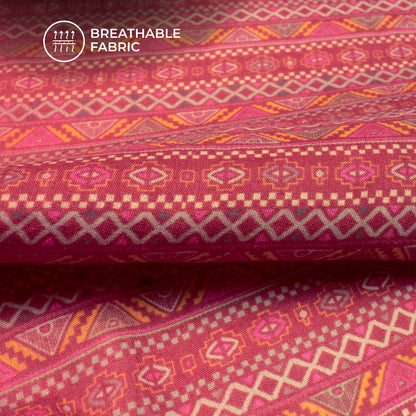 Soft Touch DIY Digital Print Mulmul Fabric - Floral , Traditional Border