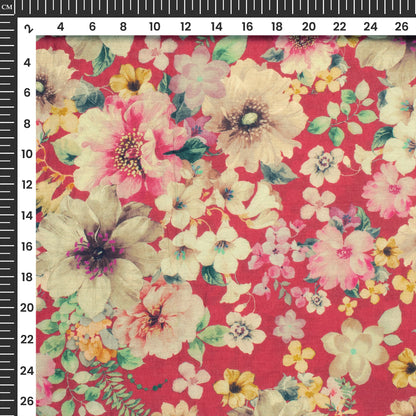 Soft Touch DIY Digital Print Mulmul Fabric - Floral , Traditional Border