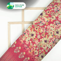 Soft Touch DIY Digital Print Mulmul Fabric - Floral , Traditional Border