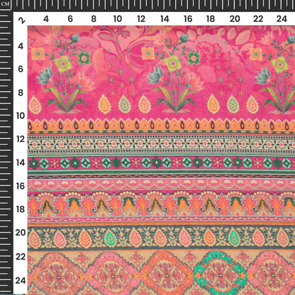 Design Lab: Digital Print Cotton Mulmul With Trendy Border, Floral Vibe
