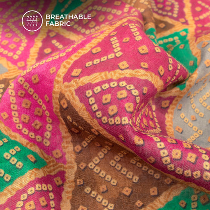 Seamless Bandhani Digital Print Cotton Mulmul  Lightweight Fabric