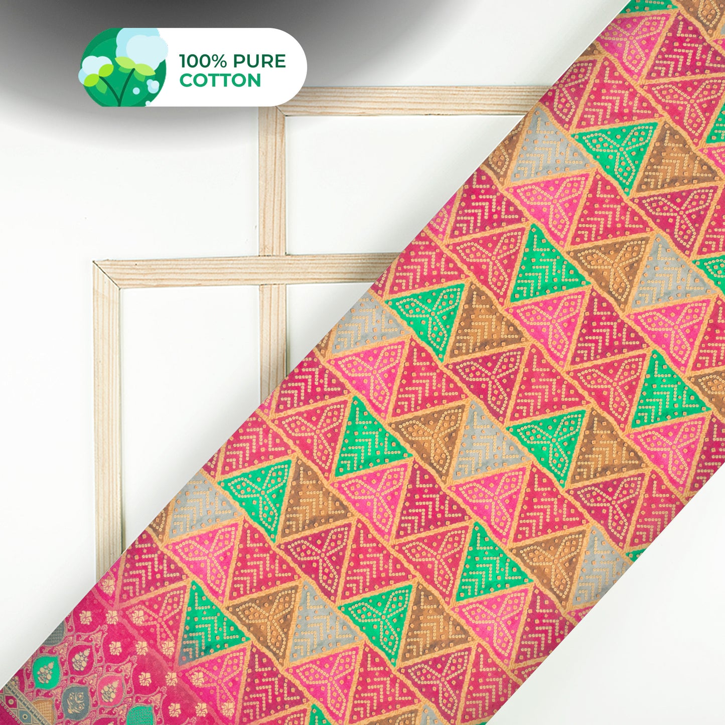 Seamless Bandhani Digital Print Cotton Mulmul  Lightweight Fabric