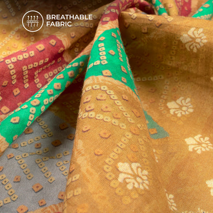 DesiCore Drop - Seamless Bandhani Digital Print Cotton Mulmul, Just In