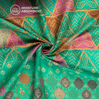 Seamless Bandhani Edit Digital Print Mulmul Cotton Fabric, Limited Release