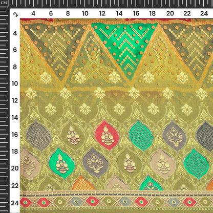 Bandhani Bloom Drop Digital Print Cotton Mulmul Fabric, Seamless And Rare