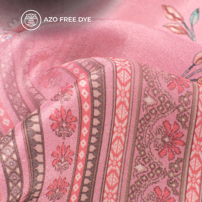 Mouvelouse Pink Floral Digital Print Crepe Silk Fabric