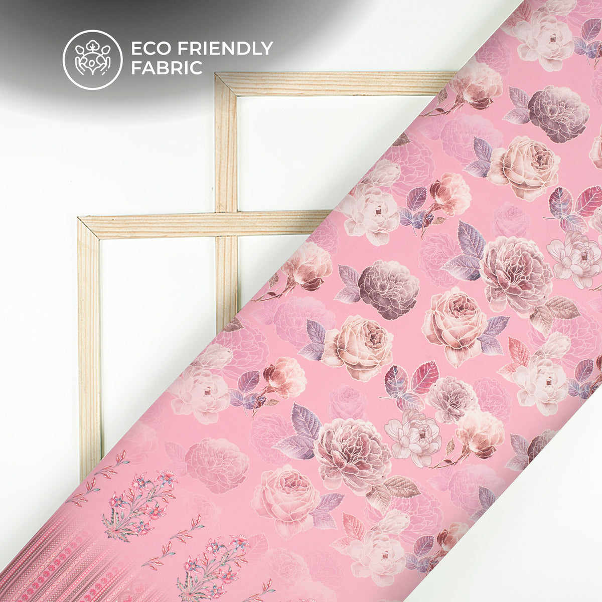 Mouvelouse Pink Floral Digital Print Crepe Silk Fabric