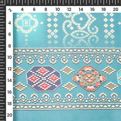 Stone Blue Bandhanii Digital Print Crepe Silk Fabric