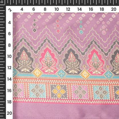 Lilac Purple Bandhanii Digital Print Crepe Silk Fabric