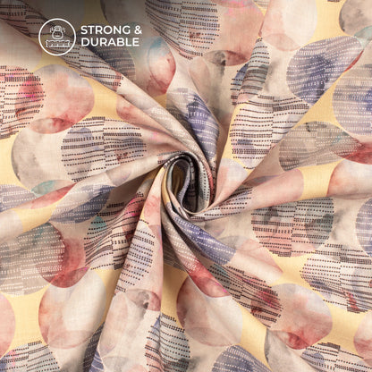 Multi-Color Geometrical Digital Print Linen Textured Fabric (Width 56 Inches)