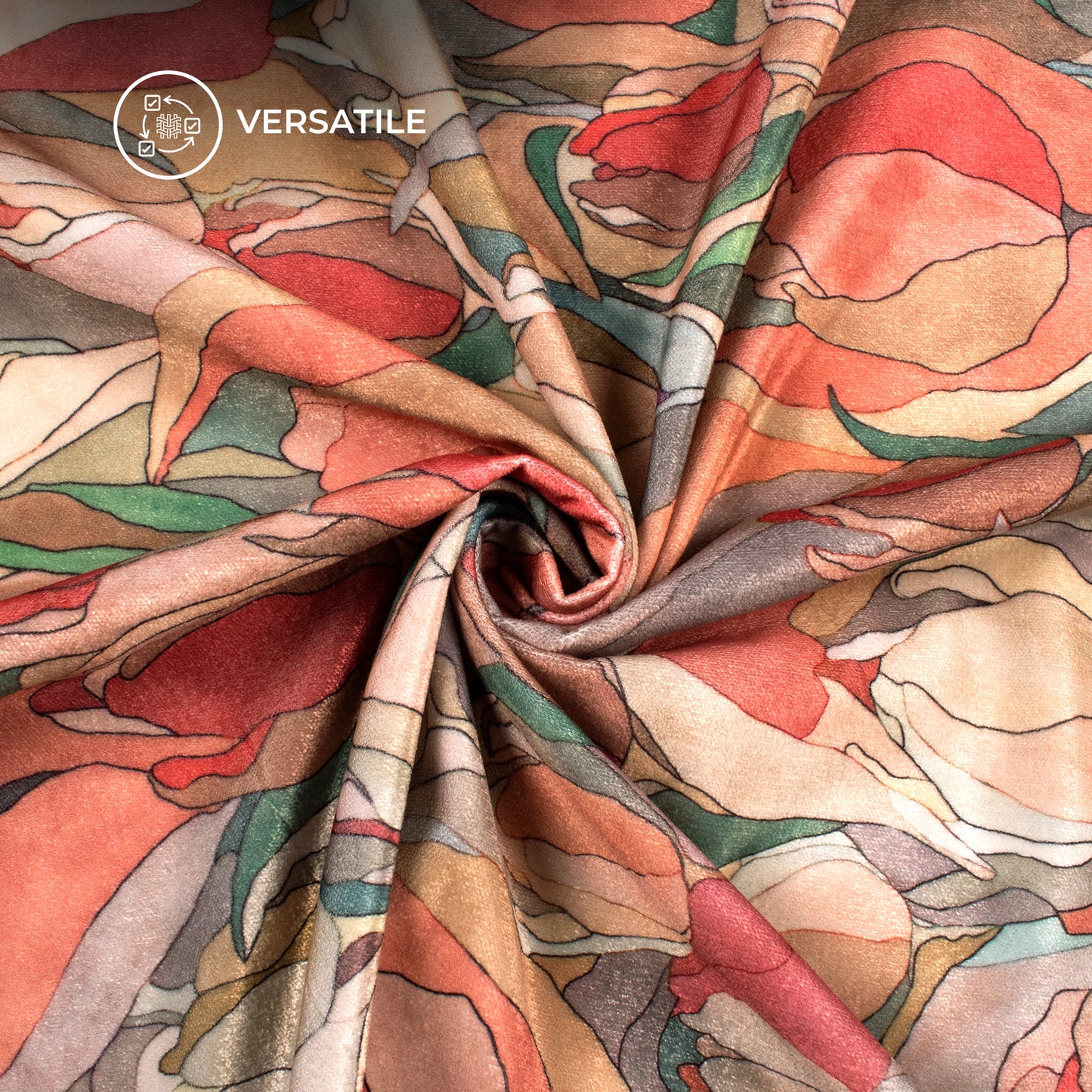 Colorful Floral Digital Print Premium Velvet Fabric