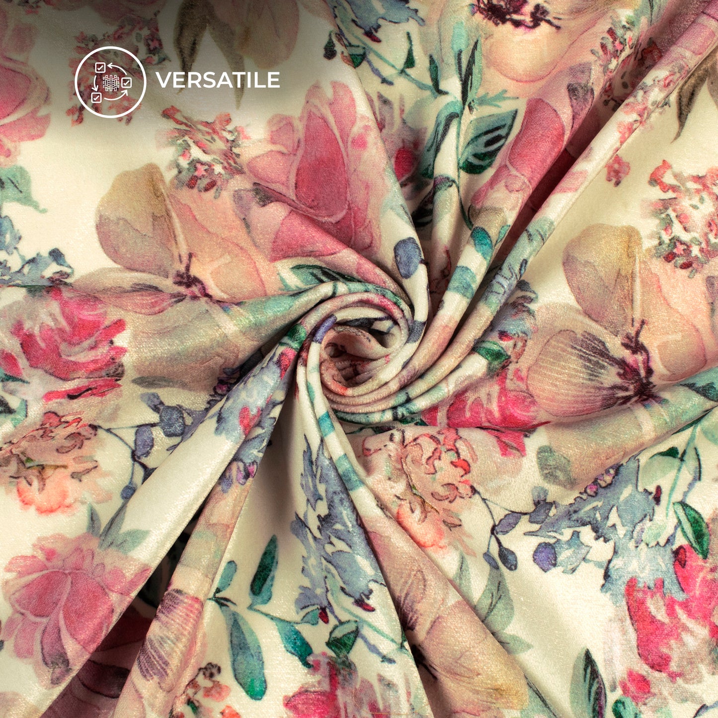 Enchanting Floral Digital Print Premium Velvet Fabric