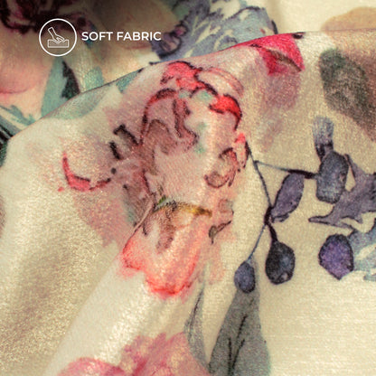 Enchanting Floral Digital Print Premium Velvet Fabric