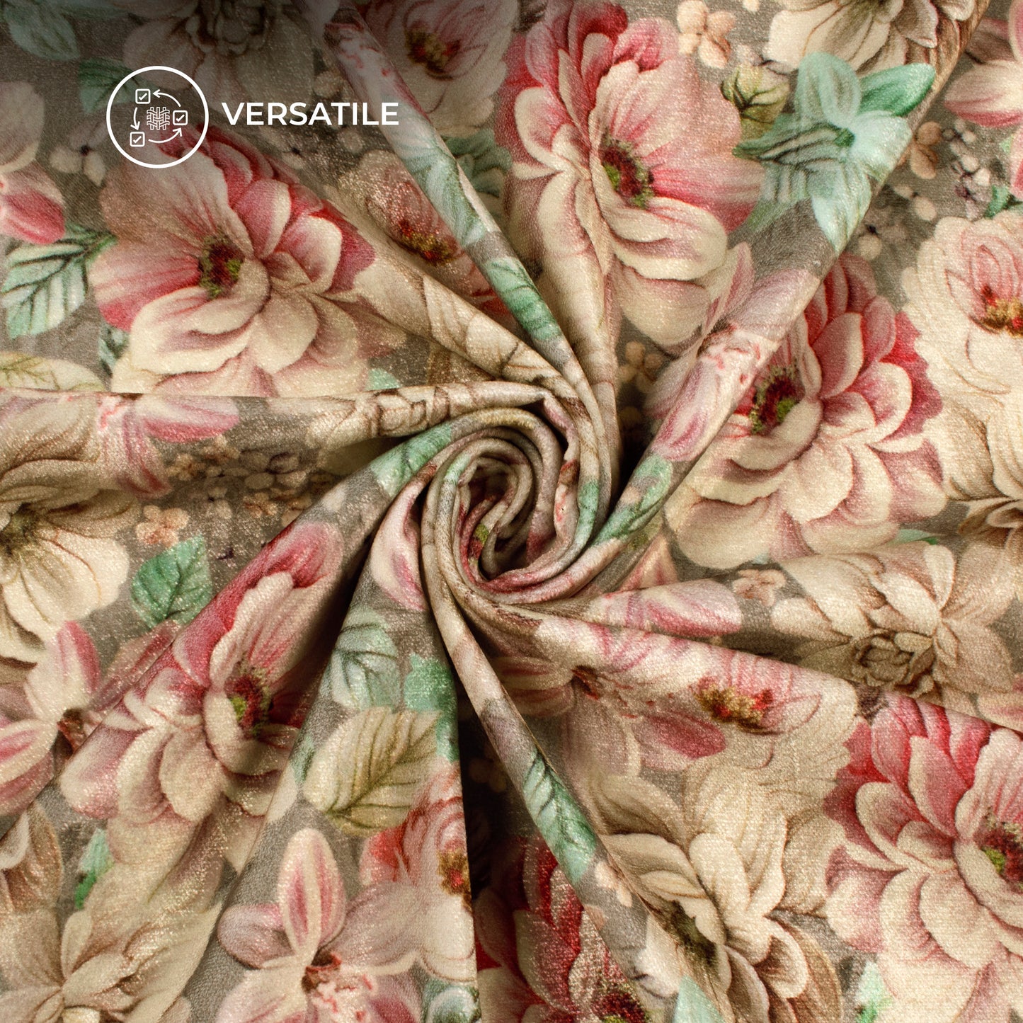 Trendy Floral Digital Print Premium Velvet Fabric