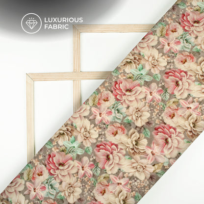 Trendy Floral Digital Print Premium Velvet Fabric