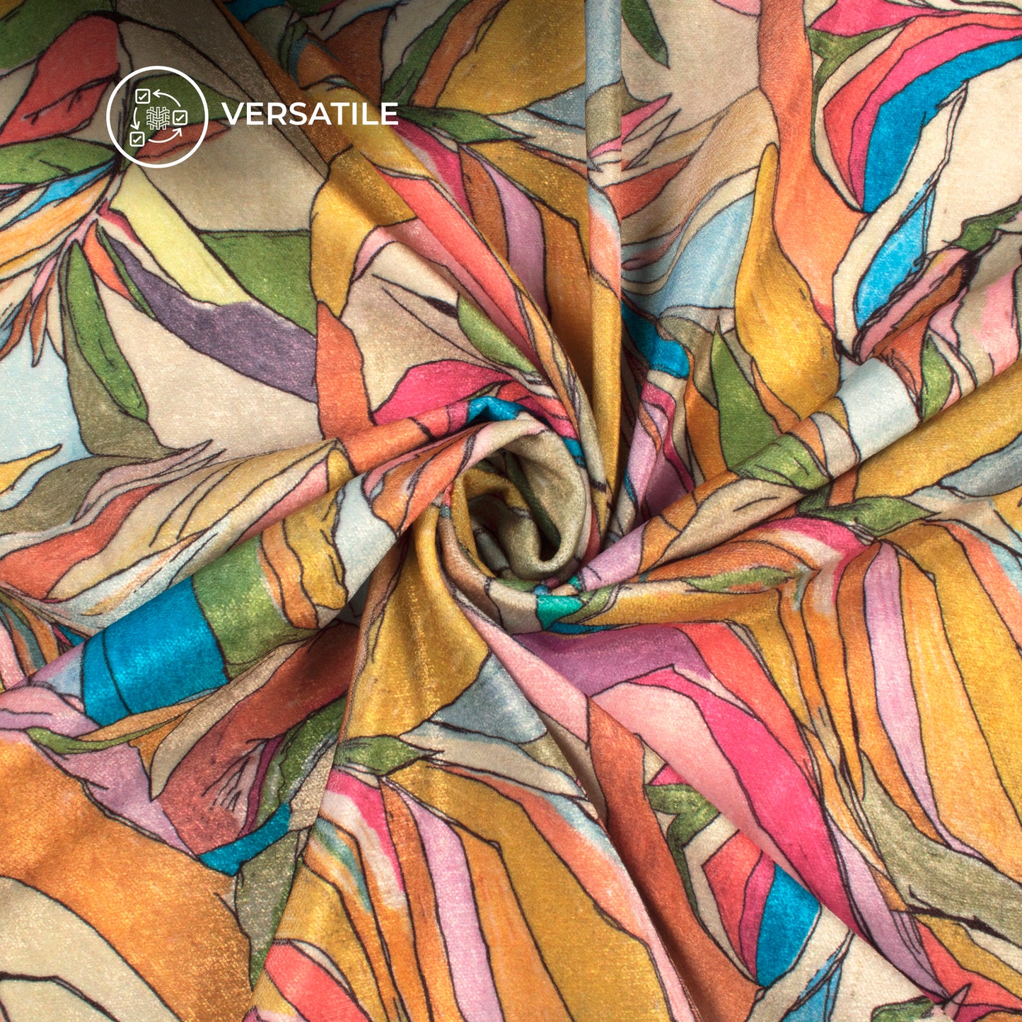 Multi-Color Abstract Digital Print Premium Velvet Fabric