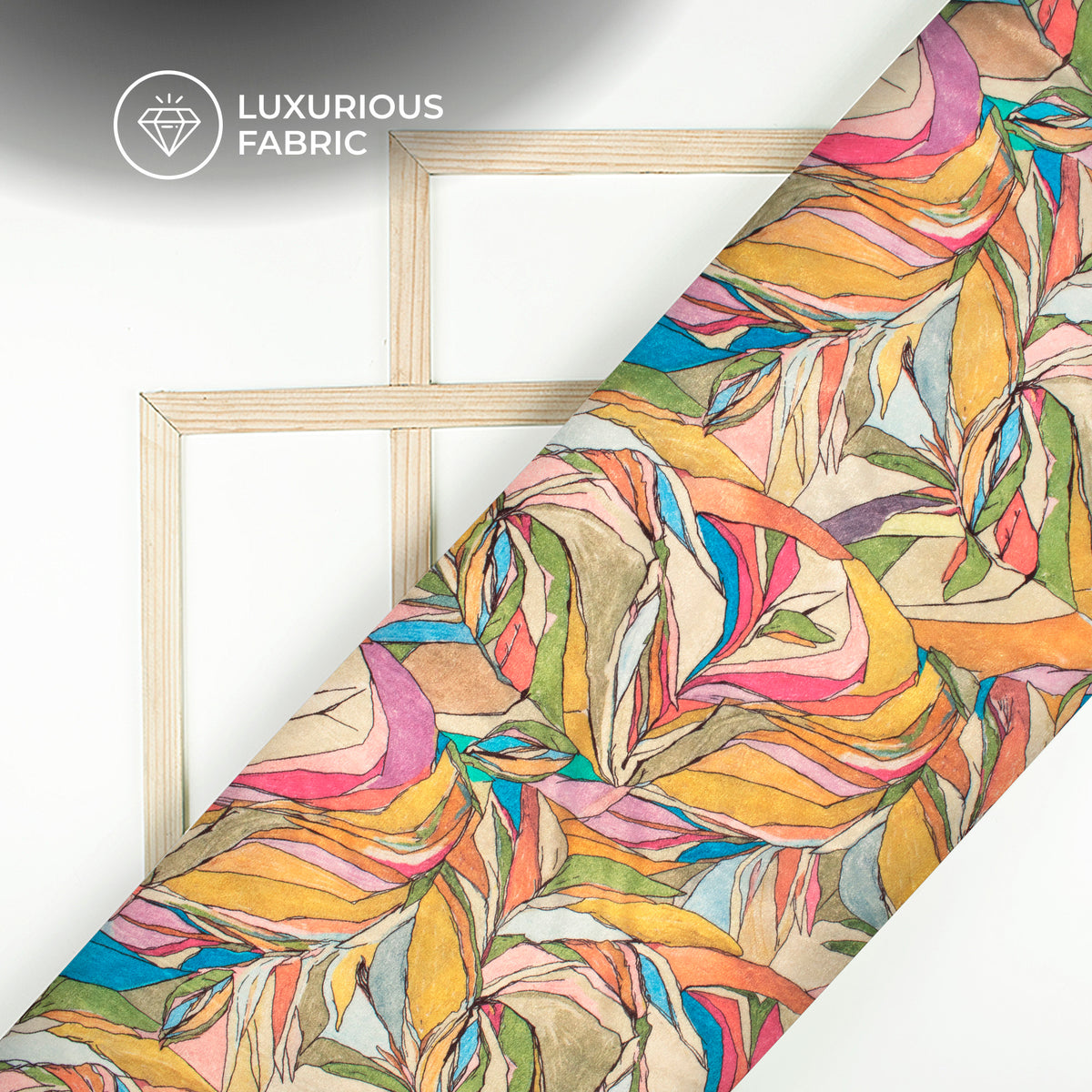 Multi-Color Abstract Digital Print Premium Velvet Fabric