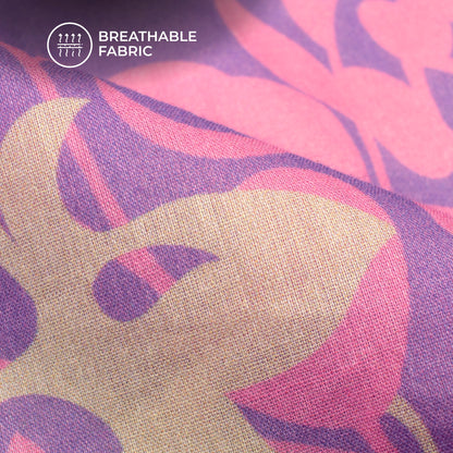 Pastel Petals: Lavender Purple Digital Print Pure Cotton Mulmul Fabric