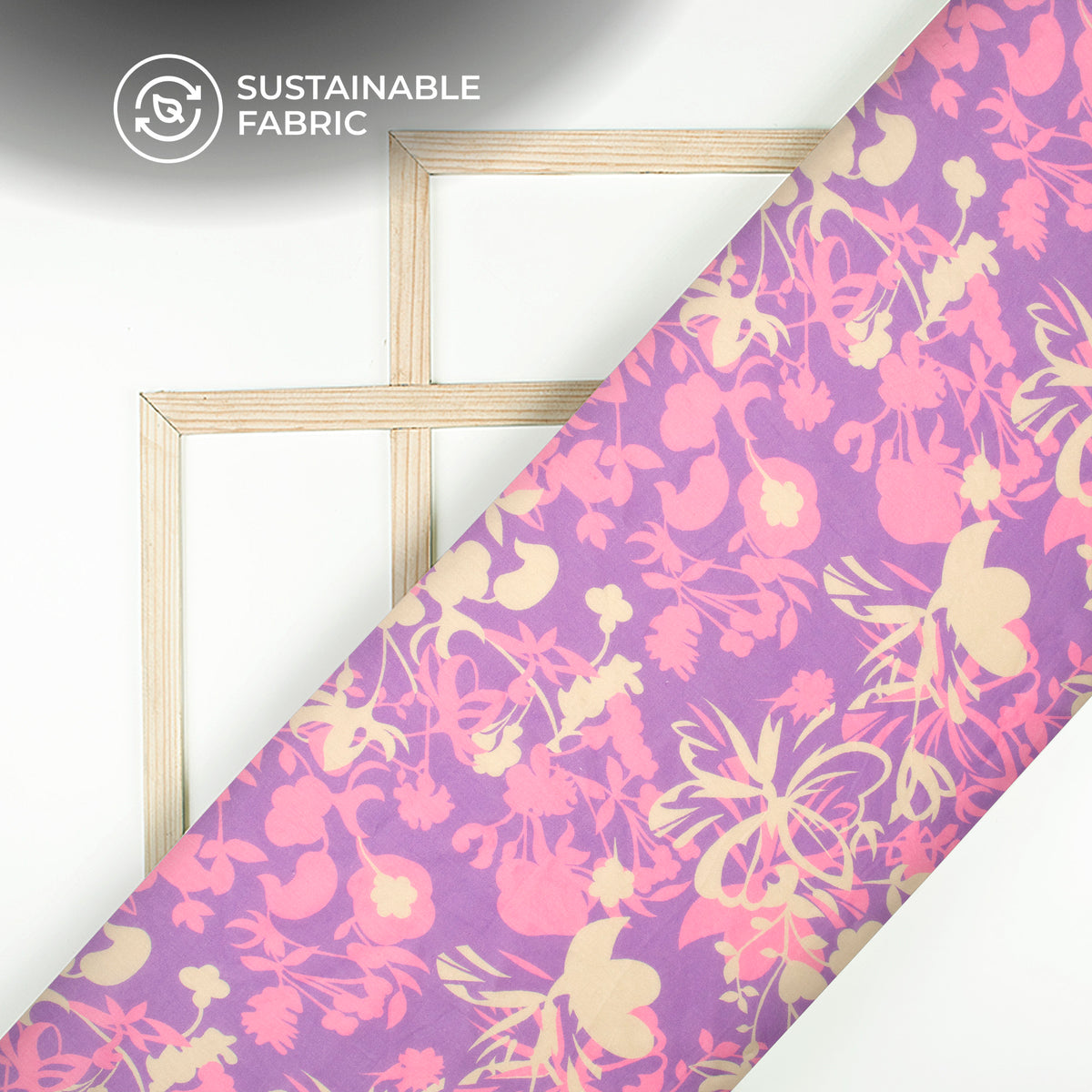 Pastel Petals: Lavender Purple Digital Print Pure Cotton Mulmul Fabric