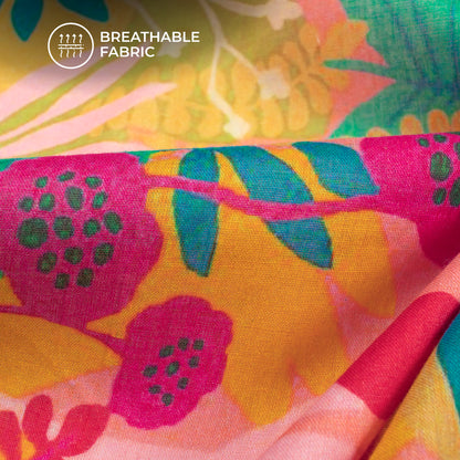 Floral Elegance: Sophisticated Digital Print Pure Cotton Mulmul Fabric
