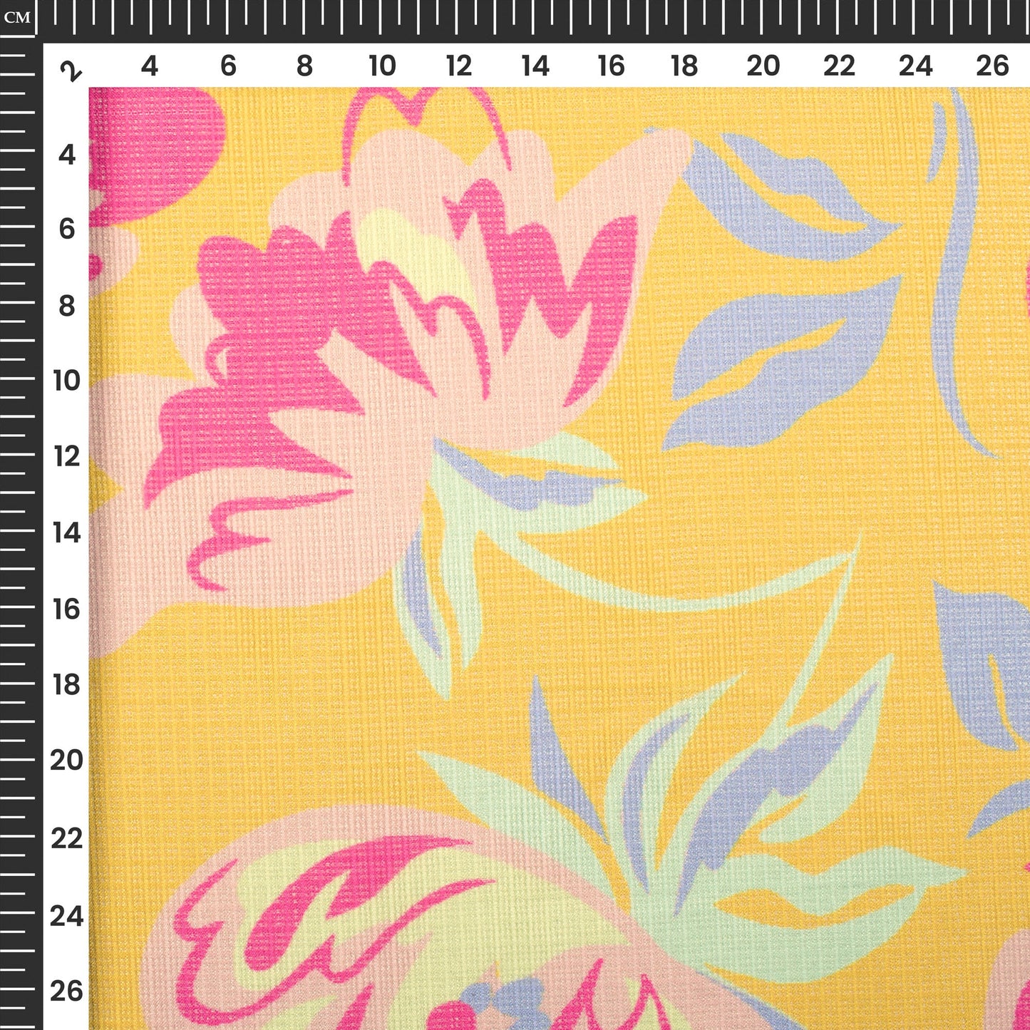 Yellow Catchy Floral Digital Print Kota Doria Fabric