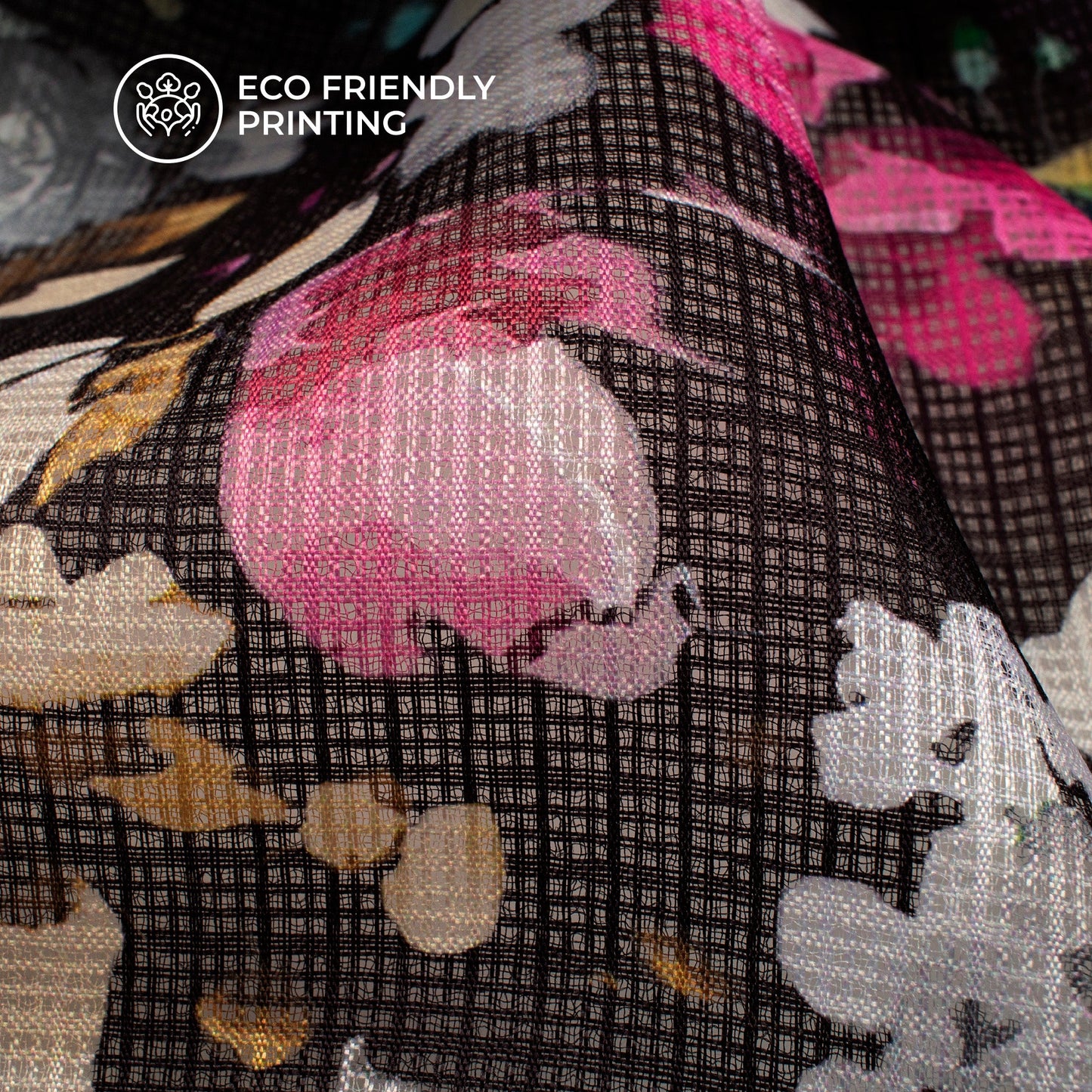 Floral Finesse: Elegant Digital Print Kota Doria Fabric