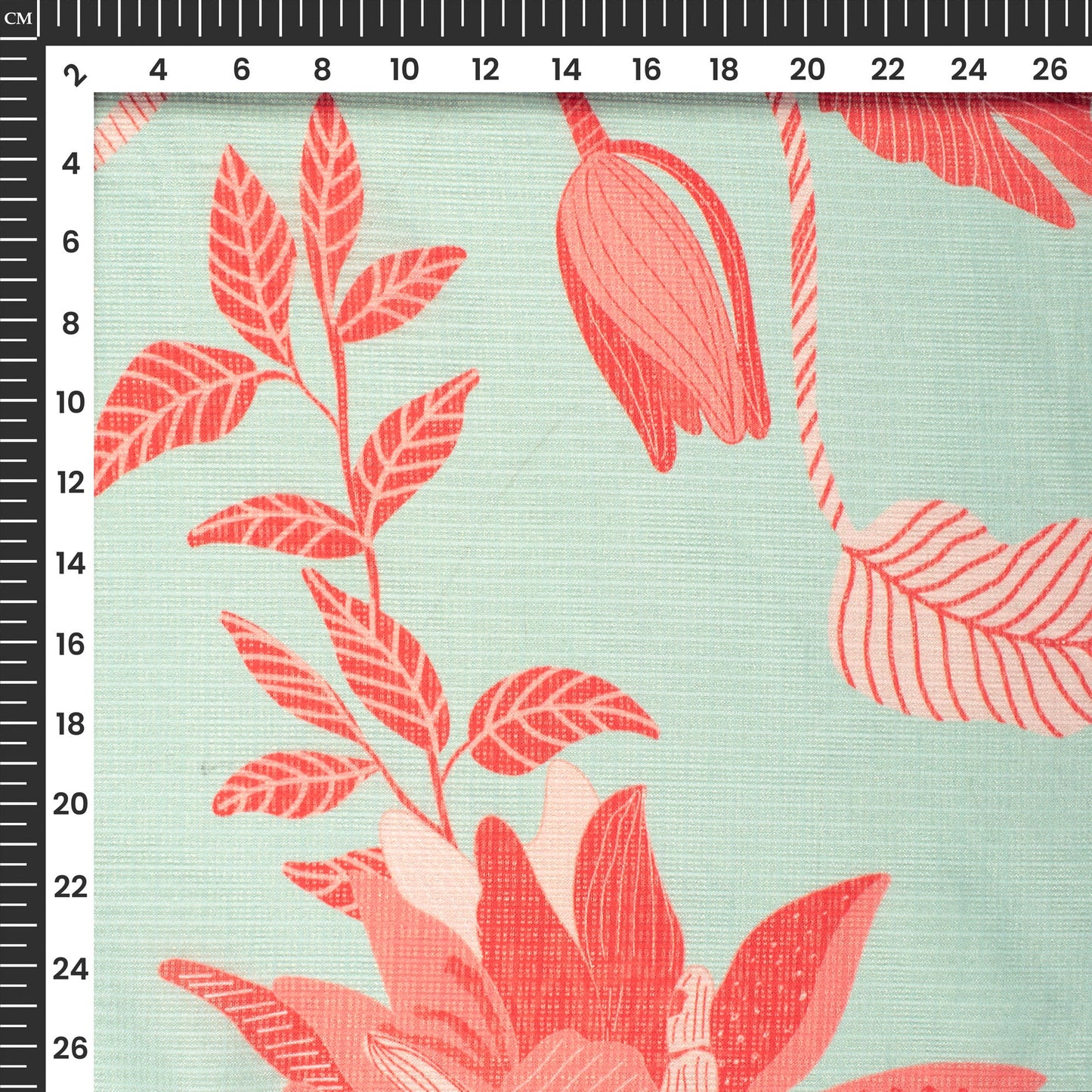 Enchanted Blooms: Mint Green Digital Print Kota Doria Fabric