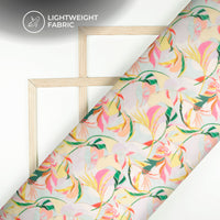 Light Pink Floral Digital Print Organza Satin Fabric