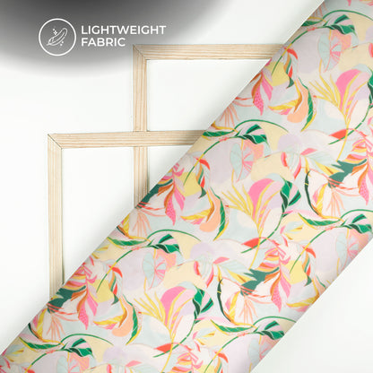 Light Pink Floral Digital Print Organza Satin Fabric