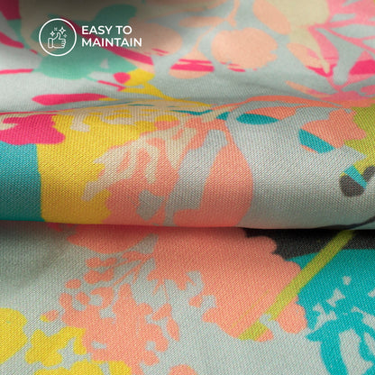 Spectrum Blossoms: Colorful Digital Print Modal Satin Fabric