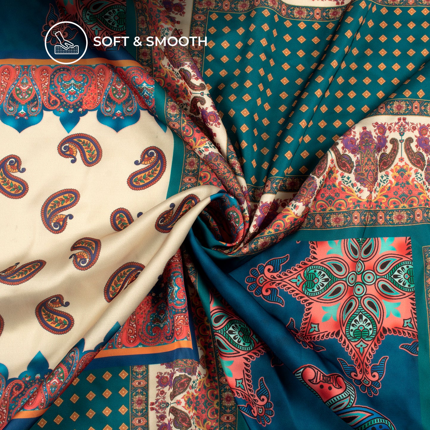 Luxurious Ethnic Digital Print Modal Satin Fabric