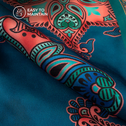 Luxurious Ethnic Digital Print Modal Satin Fabric