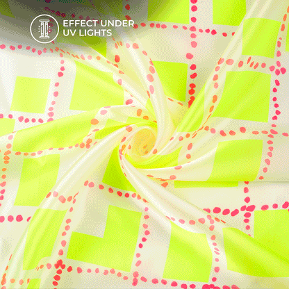 Neon Enchantment: Digital Print Organza Satin Fabric