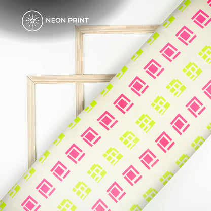 Neon Splendor: Digital Print Organza Satin Fabric
