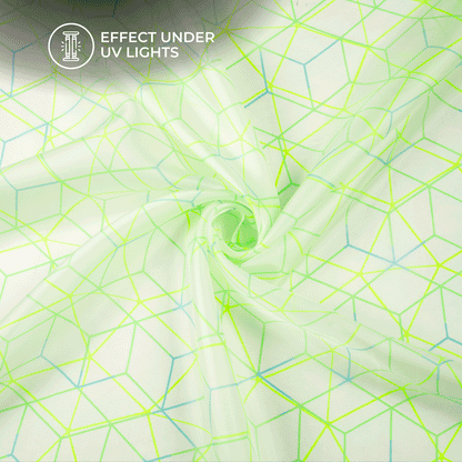 Neon Elegance: Illuminated Digital Print Organza Satin Fabric