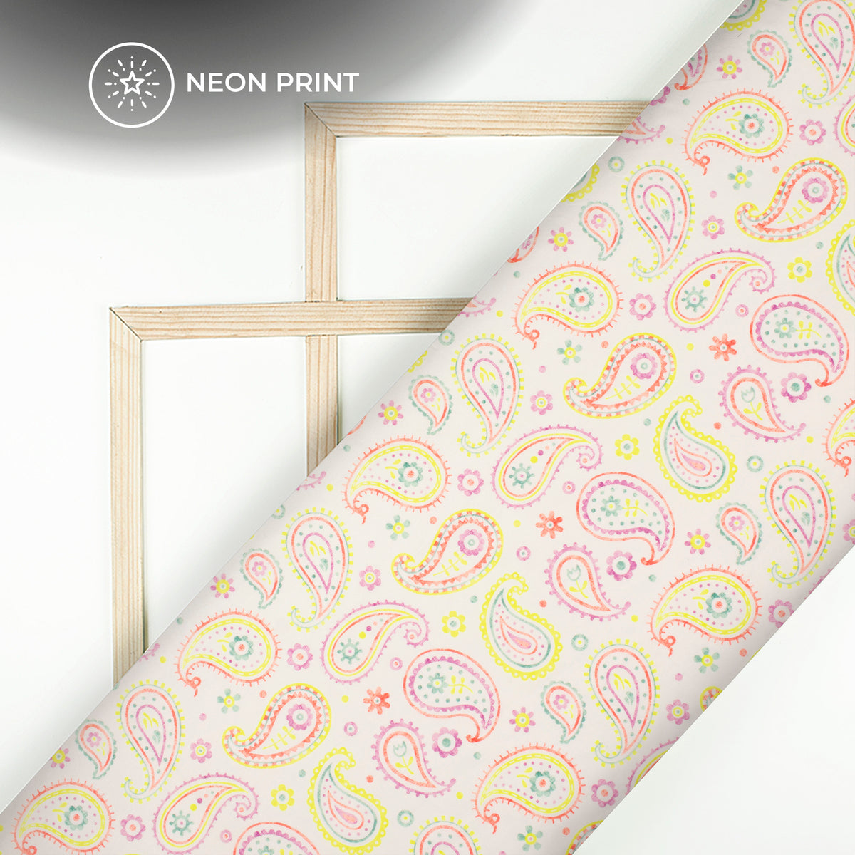 Neon Paisley Radiance Digital Print Lycra Fabric (Width 58 Inches)