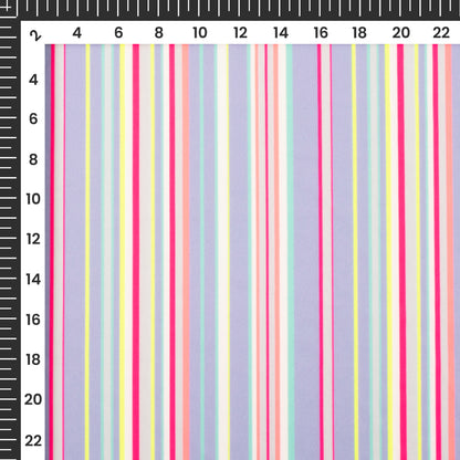 Neon Stripe Chic: Fashionable Digital Print Lycra Fabric (Width 58 Inches)
