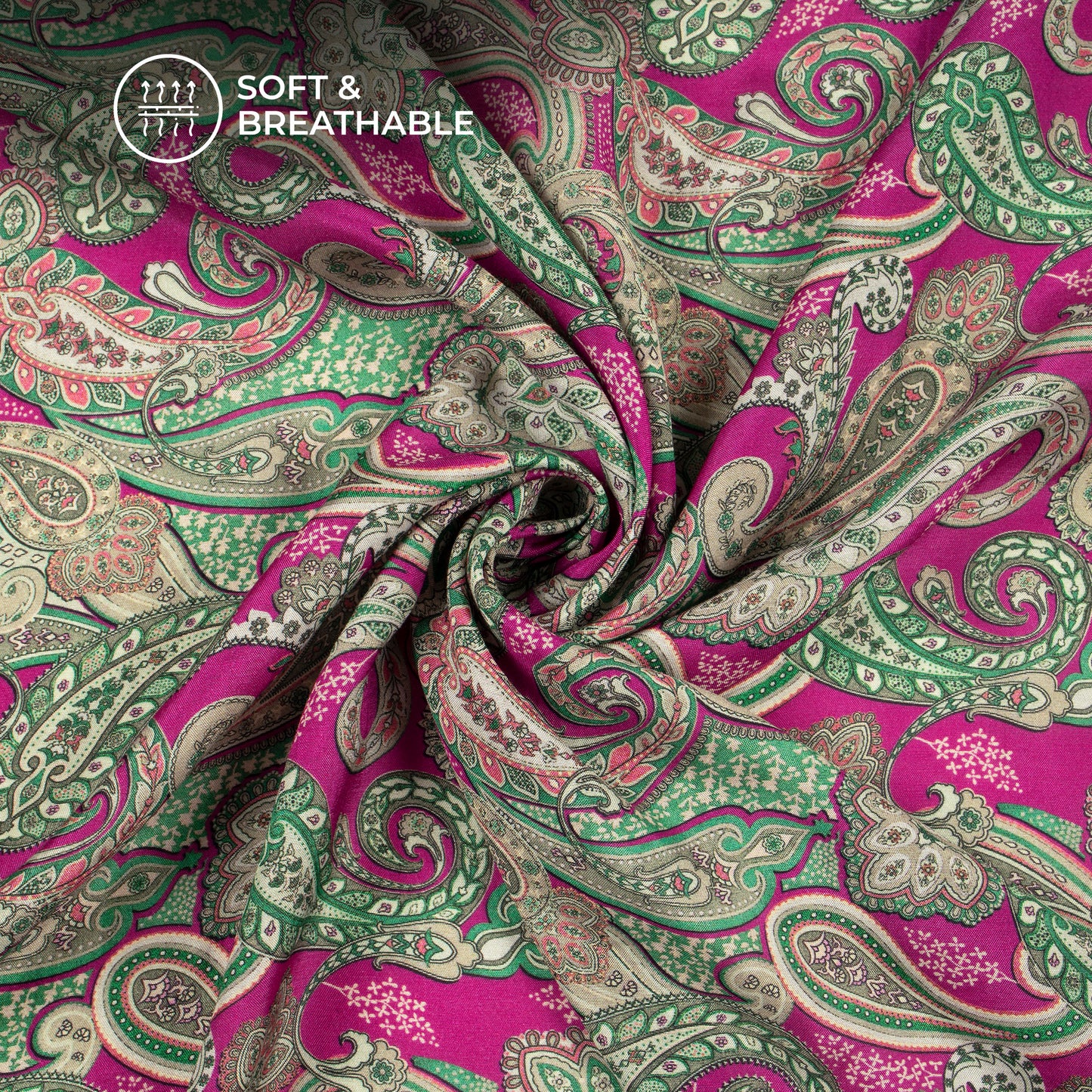 Royal Paisley Digital Print Viscose Muslin Fabric
