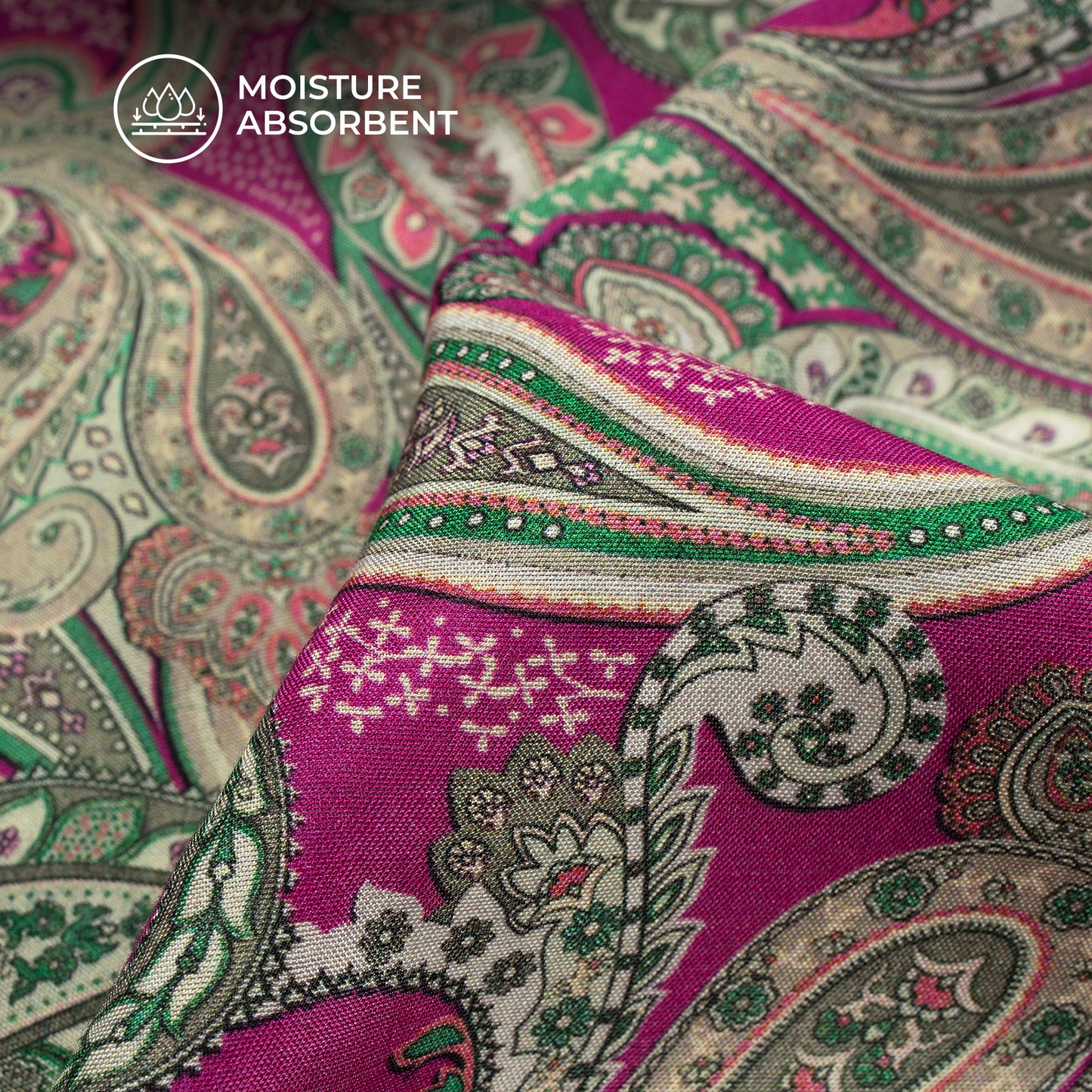 Royal Paisley Digital Print Viscose Muslin Fabric