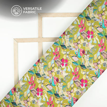 Natural's Whisper: Leaf Digital Print Viscose Muslin Fabric