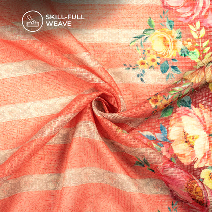 Traditional Daman Digital Print Kota Doria Fabric