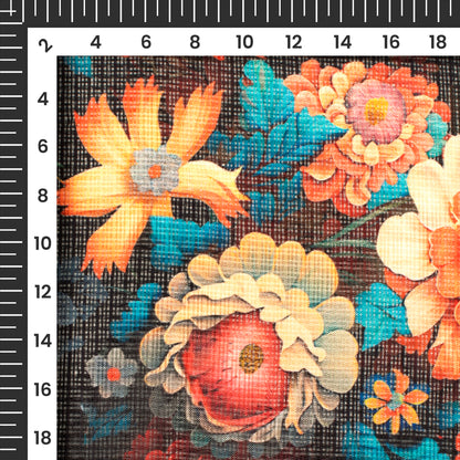 Antique Floral Digital Print Kota Doria Fabric